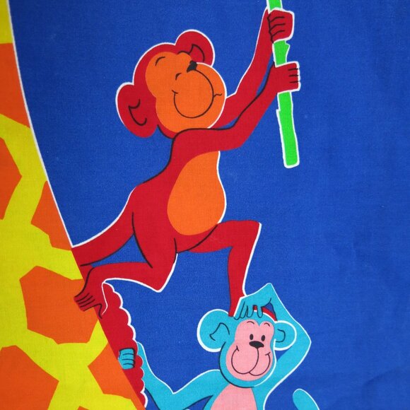 Vintage Cotton Metric Imperial Child Growth Chart Jungle Animals Birds Palms - Picture 7 of 9